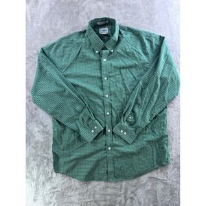 L.L.Bean Wrinkle Free Button Down‎ Shirt Green Check Mens L Reg Preppy Cotton